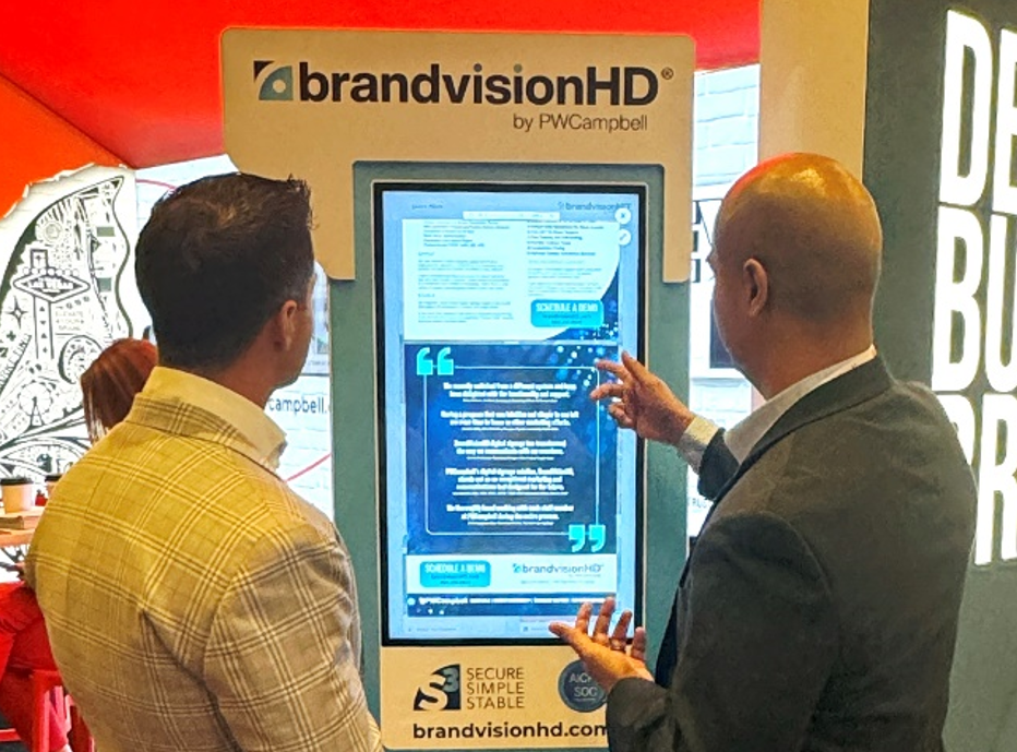 Image of Ben Mahtani, Chief Technology Officer, using the Branch Hub to discuss BrandVisionHD digital marketing platform.