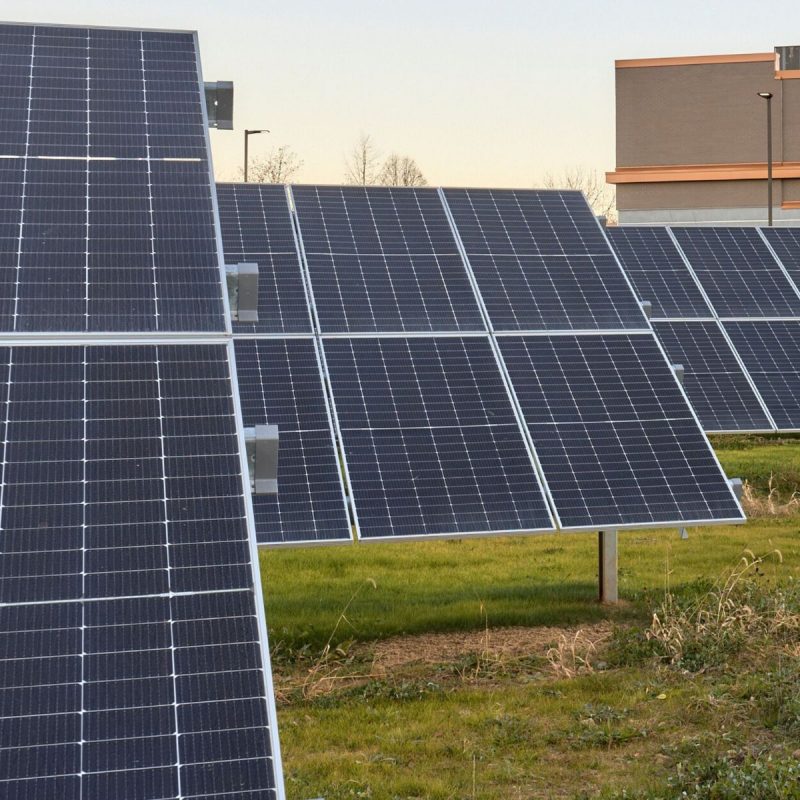 Eco-friendly design example withsolar panels outside bank branch PWCampbell